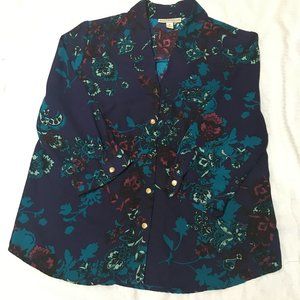 Women's Dana Buchman Floral Blue Blouse